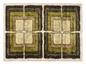 GREEN MOSS - Rectangular handmade mohair and bamboo rug with geometric shapes _ ETRO Home Interiors